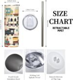 Vintage Train Stainless Steel Insulated Tumbler with Lid - 20oz Retro Locomotive Travel Mug, Reusable Metal Straw & Brush, Double-Wall Vacuum Bottle Cup for Hot Cold Drinks,Gifts - Image 3