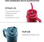 40 oz Tumbler with Handle, Insulated Tumblers with Lid and Straw, Large Metal Sports Water Bottle Jug, Thermal Stainless Steel Travel Coffee Mug Cup, Dark Rainbow - Image 3