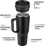 40 oz Tumbler with Handle, Insulated Tumblers with Lid and Straw, Large Metal Sports Water Bottle Jug, Thermal Stainless Steel Travel Coffee Mug Cup, Dark Rainbow - Image 4