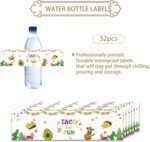 32pcs Taco Bout Fun Water Bottle Labels, Mexican Birthday Water Bottle Wrappers for Kids, Mexican Themed Baby Shower/Gender Reveal Party Decoration - Image 3