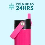 Elemental 24oz Insulated Water Bottle with Straw - 100% Leak-Proof Stainless Steel Core Water Bottles for Travel, Sports and Gym - Double Wall Insulation & BPA Free - Hot Pink Drip - Image 4