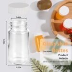 24 Pack 2 oz Glass Shot Bottles with Lids, Wide Mouth Leakproof Mini Jars for Wellness Ginger Juice Shots, Whiskey, Travel, Reusable & Dishwasher Safe - Image 3
