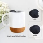 12 Pack 15 oz Sublimation Mugs with Cork Bottom and Splash Proof Lid White Tumbler Ceramic Coffee Cups for Latte Cold or Hot Cocoa Glossy - Image 5