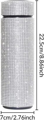 INSTOME 17oz Diamond Insulated Water Bottle – Sparkling Rhinestone Thermos for Women, Stainless Steel Bling Glitter Cup, Hot/Cold Retention, Leakproof & Stylish Daily Companion (silver, 17oz) - Image 3