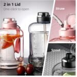 50oz & 84oz Motivational Water Bottle - Time-Marked, Leak Proof & BPA free. 2-in-1 Lid with Straw, Food-Grade Tritan. Half Gallon Sized, Ideal for Gym, Fitness & Outdoor Activities (50oz, Grey) - Image 4