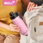 Kids Insulated Water Bottle-16 oz Stainless Steel Vacuum Wide Mouth Sports Flask with Silicone Boot-Reusable Metal Leak Proof Travel Water Bottle for Girls Boys, BPA-Free(Purple Pink) - Image 5