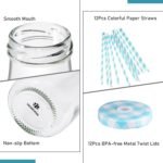 YEBODA 11oz Glass Milk Bottles with Reusable Metal Twist Lids and Straws for Beverage Glassware and Drinkware Parties, Weddings, BBQ, Picnics, Set of 12 - Image 4