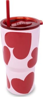kate spade new york 20 Ounce Insulated Tumbler for Cold and Hot Drinks with Reusable Straw, Stainless Steel Travel Cup with Slide Top Lid (Sweet Hearts) - Image 3