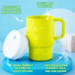 Tumbler Silicone Sippy Cup for Toddler with Straw and Handle, Water Bottle for Baby& Infant, 9oz Kids Cups Spill Proof, BPA Free, Toddler Travel Essential, Yellow - Image 3