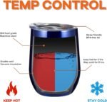 COMOOO Stainless Steel Wine Tumbler Glasses Bulk with Lid and Straw 12oz Double Wall Vacuum Insulated Tumbler Cup Stemless for Hot and Cold Drinks, Coffee, Wine, Cocktails (Royal blue, 8 Pack) - Image 3