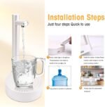 Desktop Electric Water Bottle Dispenser, Portable Drinking Water Pump for 5 Gallon, USB Charging Automatic Water Dispenser Water Jug Pump for Home, Office, Outdoor (White) - Image 5