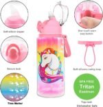 Home Tune 23oz Kids Water Drinking Bottle - Tritan BPA Free, Wide Mouth, Auto Flip Cap, Secure Lock, Easy Open, Lightweight, Leak-Proof Time Marker Water Bottle For Girls & Boys - Sloth - Image 3