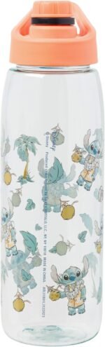 Silver Buffalo Disney Lilo and Stitch Featuring Stitch in Hawaiian Shirt, Lei, and Coconut Drink and Tropical Vibes Pattern Water Bottle with Screw-On Lid, 28 Ounces - Image 3