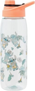 Silver Buffalo Disney Lilo and Stitch Featuring Stitch in Hawaiian Shirt, Lei, and Coconut Drink and Tropical Vibes Pattern Water Bottle with Screw-On Lid, 28 Ounces - Image 4