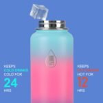 Smartlee Insulated Water Bottle with Straw & Spout Lid - 32oz Leak-Proof Vacuum Insulated Water Bottle with Strainer Thermos Sports Water Bottle (Light Blue-Pink-Purple 3 Gradient) - Image 5
