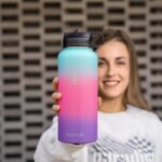 Smartlee Insulated Water Bottle with Straw & Spout Lid - 32oz Leak-Proof Vacuum Insulated Water Bottle with Strainer Thermos Sports Water Bottle (Light Blue-Pink-Purple 3 Gradient) - Image 6