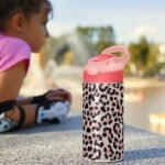 ALAZA Leopard Print Cheetah Kids Water Bottles with Lids Straw Insulated Stainless Steel Water Bottles Double Walled Leakproof Tumbler Travel Cup for Girls Boys Toddlers 12 oz,Pink - Image 4