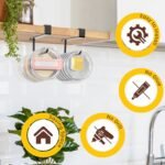 2 Pack Tumbler Lid Organizer, Under Cabinet Cup Lid Holder for Yeti Insulated Mug/Stanley Insulated Mug/Simple Modern Insulated Mug Lid, No Gluing, No Drilling, Up to 10 Lids (Black) - Image 4