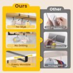 2 Pack Tumbler Lid Organizer, Under Cabinet Cup Lid Holder for Yeti Insulated Mug/Stanley Insulated Mug/Simple Modern Insulated Mug Lid, No Gluing, No Drilling, Up to 10 Lids (Black) - Image 5