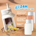 Insulated Water Bottle with Lid & Boot & Stickers, 24 oz Stainless Steel Sweat Free Bottle Keep Cold 24H, BPA-Free Sports Wide Mouth Water Bottle, Off-White - Image 3