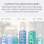 Lifefactory Glass Baby Bottle BPA Free | Protective Silicone Sleeve | 4 oz Pack of 4 | Blanket, Lavender - Image 4