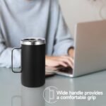 Volhoply 24oz Insulated Coffee Mug with Lid and Straw, Stainless Steel Travel Mugs with Handle, Double Wall Vacuum Leak Proof Coffee Tumbler Cup (Assorted,2) - Image 3