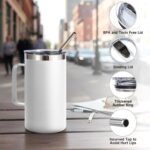 Volhoply 24oz Insulated Coffee Mug with Lid and Straw, Stainless Steel Travel Mugs with Handle, Double Wall Vacuum Leak Proof Coffee Tumbler Cup (Assorted,2) - Image 7