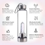 SAOI Crystal Water Bottle - Clear Quartz - Natural Wellness Healing - Glass/Stainless Steel - Image 3