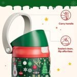 Christmas Insulated Water Bottle with Straw - Leak Proof Stainless Steel Water Bottle for School, Travel, Keeps Cold All Day, One-Touch Flip Lid, Holiday Gifts For Women Men, 24 oz, Frosty Forest - Image 4