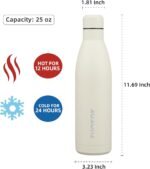 BJPKPK 25oz Insulated Water Bottle Double Wall Vacuum Insulated Stainless Steel Water Bottles for Spots Keep Cold and Hot,Beige - Image 3