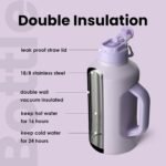 BOTTLE BOTTLE Insulated Water Bottle 64 oz with Straw and Dual-use Lid Stainless Steel Water Bottle with Handle Stainless Steel Jug for Workout Gym Soccer and More Sports purple - Image 4