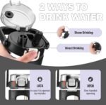 BLUEGO 32oz Glass Water Bottle with Handle and Straw|Leakproof Sports Glass Bottle with Time Marker and Silicone Sleeve|Glass Drinking Bottle for Travel, Gym, Workout, Black - Image 3