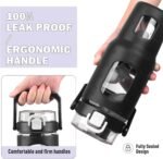 BLUEGO 32oz Glass Water Bottle with Handle and Straw|Leakproof Sports Glass Bottle with Time Marker and Silicone Sleeve|Glass Drinking Bottle for Travel, Gym, Workout, Black - Image 5