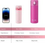 Small Insulated Water Bottle with Push-Button Lid – 12.8oz/380ml Small Flask, Leakproof Mini Water Bottle for Coffee, Milk, Travel, School & Office Use(Magenta) - Image 3
