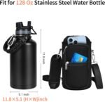 Insulated Water Bottle Bag Neoprene Carrier Sleeve for 32/40/64/128 oz Water Jug Carrying Pouch Sling Strap, Pocket - Image 4
