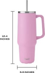 S'well Recycled Stainless Steel Tumbler XL with Straw and Handle, 40oz, Hydrangea Pink, Triple Layered Vacuum Insulated Containers Keeps Drinks Cold for 50 hours and Hot for 10 - Image 4