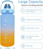 64 oz Large Capacity Water Bottle with Motivational Time Markers and Straw, Portable, Leakproof, BPA Free for Fitness, Gym and Outdoor Sports. (blue gradient) - Image 3