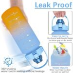 64 oz Large Capacity Water Bottle with Motivational Time Markers and Straw, Portable, Leakproof, BPA Free for Fitness, Gym and Outdoor Sports. (blue gradient) - Image 5