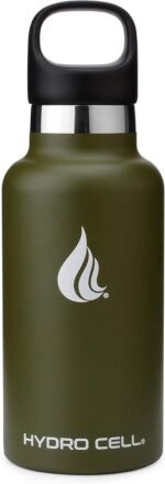 HYDRO CELL Stainless Steel Water Bottle with Straw & 2 Standard Mouth Lids (32oz 24oz 20oz 16oz) Keeps Liquids Hot or Cold w/Double Wall Vacuum Insulated Leak Proof Sport Design (Army 16oz) - Image 3