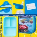 Get Trend Hot Wheels Water Bottle Lunch Box Lunch Bag Kids Set 3 Pcs Insulated Snack Bag for School Travel Gifts for Kids (Blue Hot Wheels) - Image 5