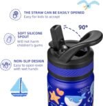 Fanhaw 14 Oz Kids Insulated Water Bottle with Straw - Stainless Steel Double Wall Vacuum Cup, Leakproof, BPA Free, Suitable for Boys and Girls(Blue - Ocean) - Image 4