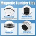 3 Pack Tumbler Lids for Yeti, 20 oz Magnetic Replacement Tops for 20 oz Tumbler, 16 oz Pints, 10/24 oz Mug, 10 oz Lowball, Spill Proof Covers with Magnetic Slider for Ozark Trail, Old Style Rtic - Image 4