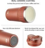 TKK Insulated Coffee Mug with Ceramic Coating, 21oz Iced Coffee Tumbler Cup with Straw Lid Double Wall Vacuum Leak Proof Travel Mug with Strap for Hot and Iced Beverage, Red - Image 3
