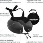 Cabeau Airplane Travel Pillow for Long Flights - Evolution S3 - Supportive Memory Foam with Seat Straps to Secure Your Head and Neck and Provides 360° Support (Steel Grey) - Image 4