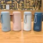 9oz Water Bottle Small Double Wall Insulated Mug,304 Stainless Steel for Hot&Cold Drinks,Leak Proof Water Bottle Vacuum Insulation with Carry Handle Beige - Image 3