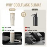 Coolflask Water Bottle 32 oz Fits Car Cup Holder, Slim Tumbler Stainless Steel with Straw & Handle, Vacuum Flask Leakproof Wide Mouth for Travel Sports Gym, Cream White - Image 3