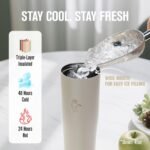 Coolflask Water Bottle 32 oz Fits Car Cup Holder, Slim Tumbler Stainless Steel with Straw & Handle, Vacuum Flask Leakproof Wide Mouth for Travel Sports Gym, Cream White - Image 4