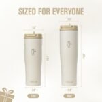 Coolflask Water Bottle 32 oz Fits Car Cup Holder, Slim Tumbler Stainless Steel with Straw & Handle, Vacuum Flask Leakproof Wide Mouth for Travel Sports Gym, Cream White - Image 8