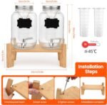 Set of 2 Glass Drink Dispensers for Parties, 1 Gallon Ice Beverage Dispensers with Stand, Juice Dispenser with Fruit Infuser & Leak-Proof Spigot, Ideal for Lemonade, Tea, and Party Drinks - Image 4