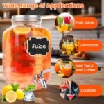 Set of 2 Glass Drink Dispensers for Parties, 1 Gallon Ice Beverage Dispensers with Stand, Juice Dispenser with Fruit Infuser & Leak-Proof Spigot, Ideal for Lemonade, Tea, and Party Drinks - Image 5